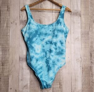 Victoria Secret Pink Blue Tie-Dye One Piece Swimsuit. Size Large